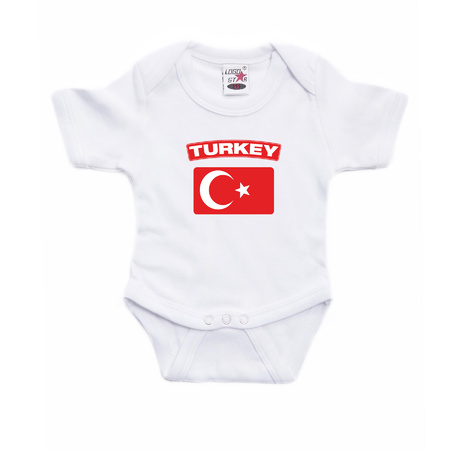 Turkey romper met vlag Turkije wit voor babys