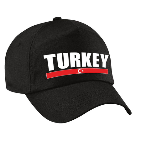 Turkey supporter pet  / cap Turkije zwart kinderen