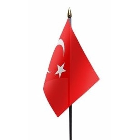 Turkije tafelvlaggetje 10 x 15 cm met standaard