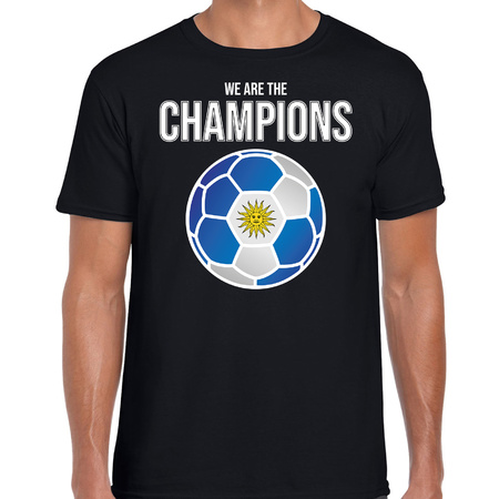 Uruguay WK supporter t-shirt we are the champions met Uruguayaanse voetbal zwart heren
