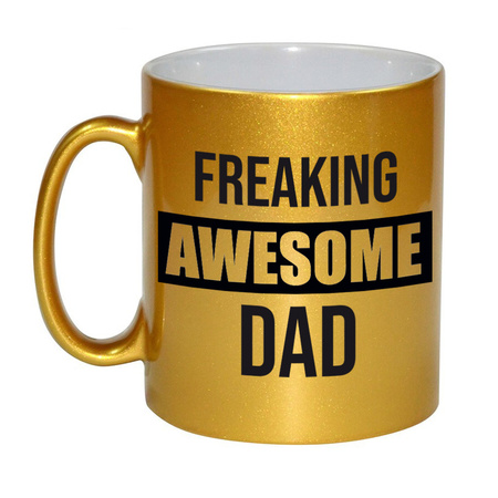 Father golden gift mug freaking awesome dad 330 ml