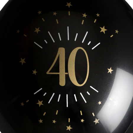 Verjaardag leeftijd ballonnen 40 jaar - 8x - zwart/goud - 23 cm - Feestartikelen/versieringen