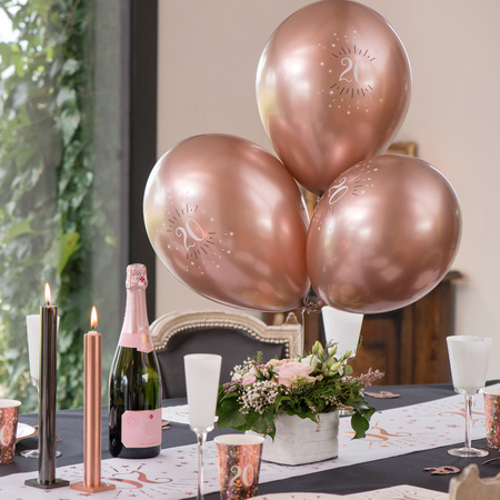 Verjaardag leeftijd ballonnen 60 jaar - 6x - rosegoud - 30 cm - Feestartikelen/versieringen