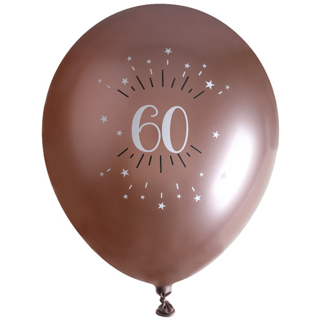 Birthday age balloons 60 years - 6x pieces - rose gold - 30 cm - Party supplies/decorations