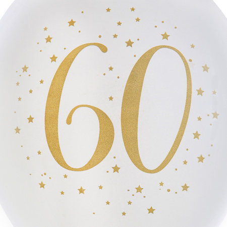 Birthday age balloons 60 years - 8x pieces - white/gold - 23 cm - Party supplies/decorations