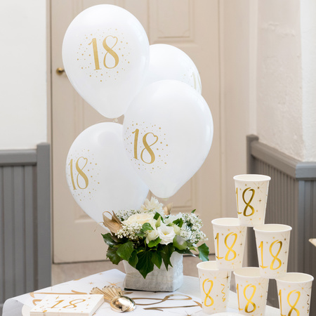 Verjaardag leeftijd ballonnen 60 jaar - 8x - wit/goud - 23 cm - Feestartikelen/versieringen