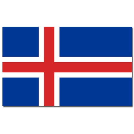 Country flag Iceland - 90 x 150 cm - with compact telescoop stick - waveflags for supporters