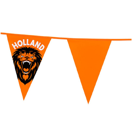Flag line/Bunting - orange with lion - 6 meters - plastic