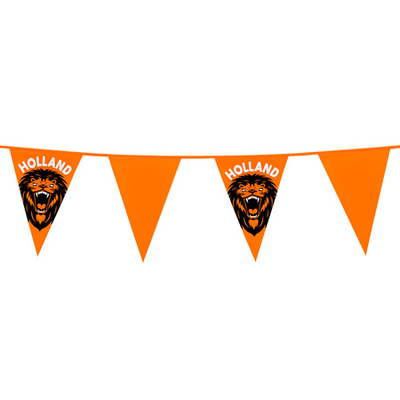 Flag line/Bunting - orange with lion - 6 meters - plastic