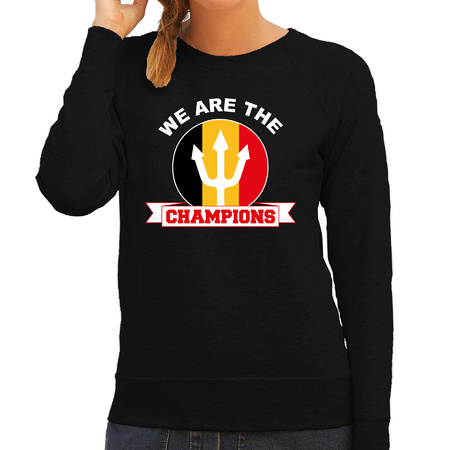 We are the champions zwarte sweater / trui Belgie supporter EK/ WK voor dames