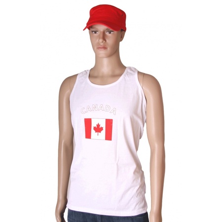 Canadese tanktop met canada vlaggen print