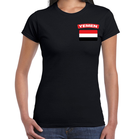 Yemen t-shirt with flag black on chest for women