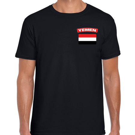 Yemen t-shirt met vlag Jemen zwart op borst voor heren