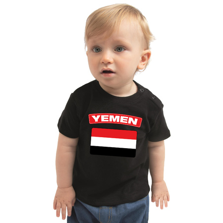 Yemen present t-shirt with flag black for babys