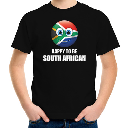 Happy to be South African Emoticon t-shirt black for kids