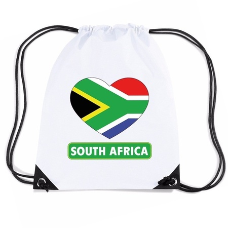 Zuid Afrika hart vlag nylon rugzak wit