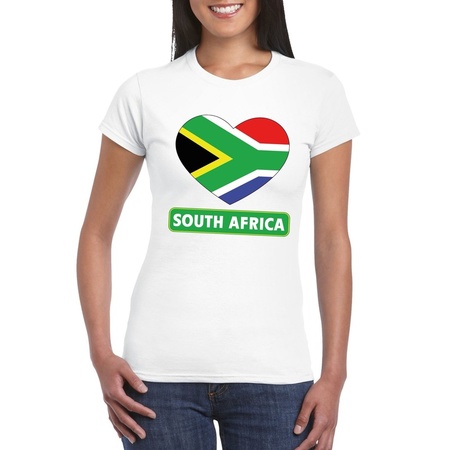 Zuid Afrika hart vlag t-shirt wit dames