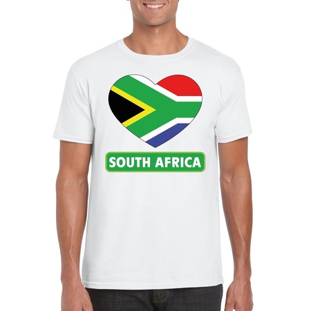 Zuid Afrika hart vlag t-shirt wit heren
