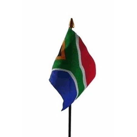 4x stuks zuid Afrika tafelvlaggetjes 10 x 15 cm met standaard