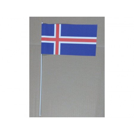 Papieren zwaaivlaggetjes IJsland 12 x 24 cm