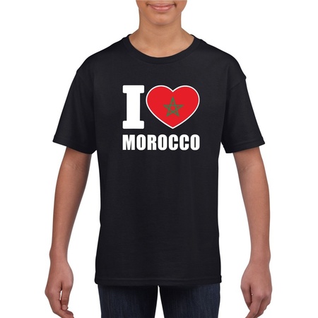 Zwart I love Marokko fan shirt kinderen