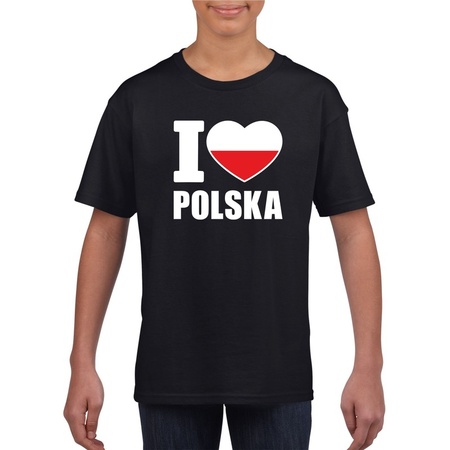 Zwart I love Polen fan shirt kinderen
