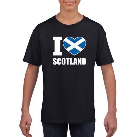 Zwart I love Schotland fan shirt kinderen