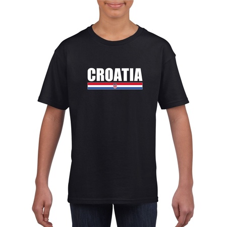 Zwart Kroatie supporter t-shirt voor kinderen