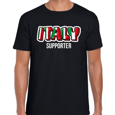 Zwart t-shirt Italy / Italie supporter EK/ WK voor heren