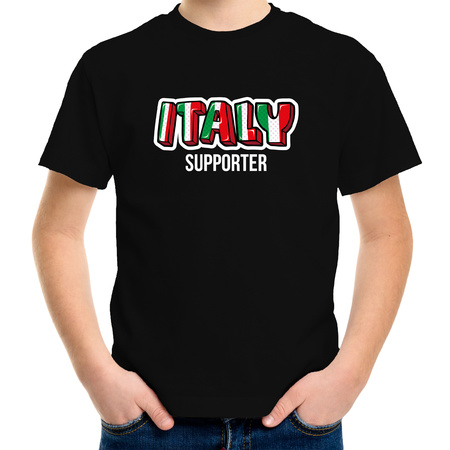 Zwart t-shirt Italy / Italie supporter EK/ WK voor kinderen