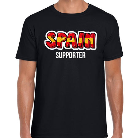 Zwart t-shirt Spain / Spanje supporter EK/ WK voor heren