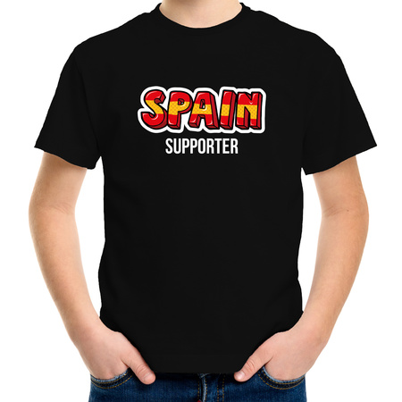 Zwart t-shirt Spain / Spanje supporter EK/ WK voor kinderen