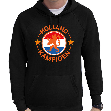 Zwarte hoodie Holland / Nederland supporter Holland kampioen met leeuw EK/ WK voor heren