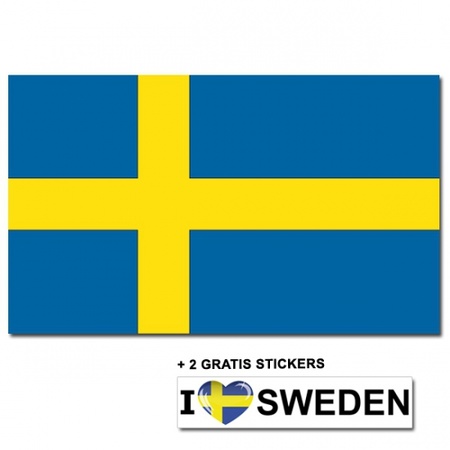 Zweedse vlag + 2 gratis stickers