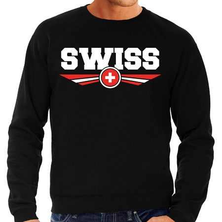 Zwitserland / Switzerland landen sweater / trui zwart heren