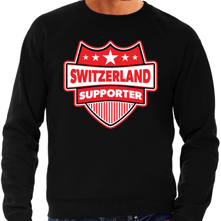Zwitserland / Switzerland schild supporter sweater zwart voor he