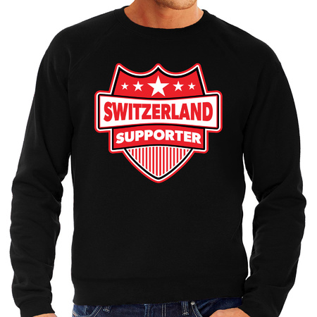 Zwitserland / Switzerland schild supporter sweater zwart voor heren